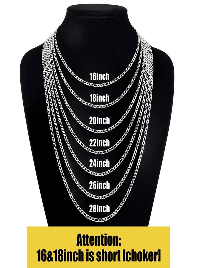 Fiusem قلادة فيجارو فضية اللون من فيوسيم للرجال، سلسلة من الفولاذ المقاوم للصدأ 3.5 مم للرجال والنساء، طولها 20 بوصة - Image 4