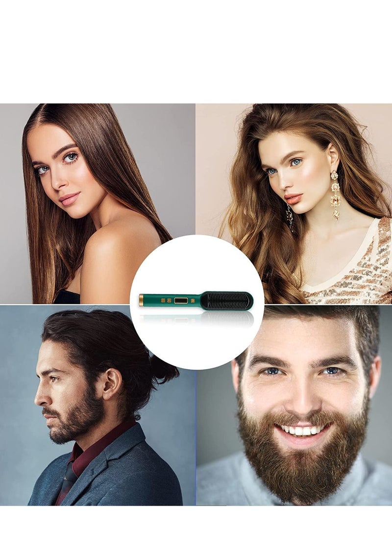 SYOSI - Hair Straighteners for Women Multifunctional Ionic Hair Beard Straightener Brush Fast Heating and Adjustable Temperature Electric Hair Straightening Styler Tools for Home and Travel - Image 1