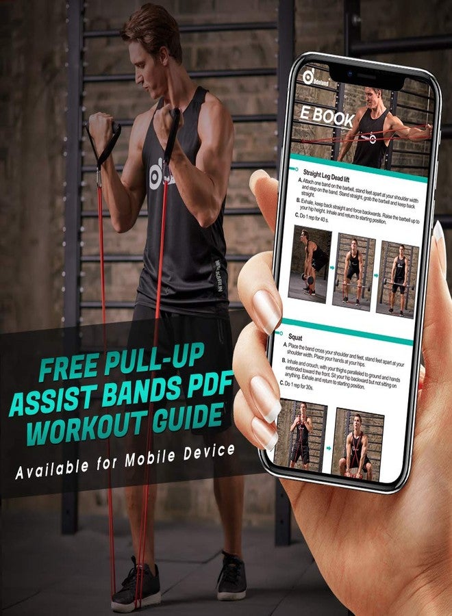 Odoland 5 Packs Pull Up Assist Bands, Odoland Pull Up Straps, Resistance Bands with Door Anchor and Handles, Stretch Mobility, Powerlifting and Extra Durable Exercise Bands with eGuide - Image 5