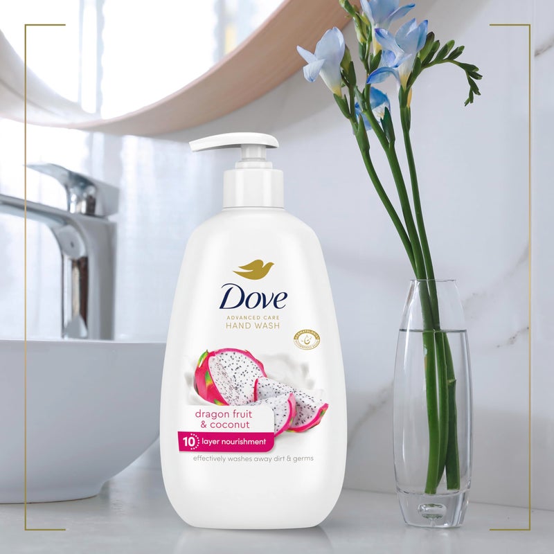 Dove Advanced Care Hand Wash 4 Count for Effectively Washing Away Dirt & Germs, Dragonfruit & Coconut with 10-Layer Nourishment - Image 5