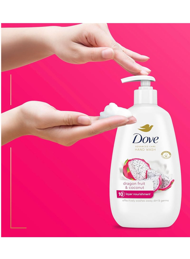 Dove Dove Advanced Care Hand Wash 4 Count for Effectively Washing Away Dirt & Germs, Dragonfruit & Coconut with 10-Layer Nourishment - Image 4
