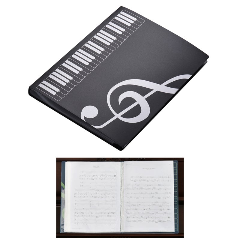 Music Paper Folder A4 Size 40 Waterproof Eye-strain Reduction Pockets - Piano Key Design Durable ABS Shell Document Organizer for Musicians Students Office Workers - Image 2