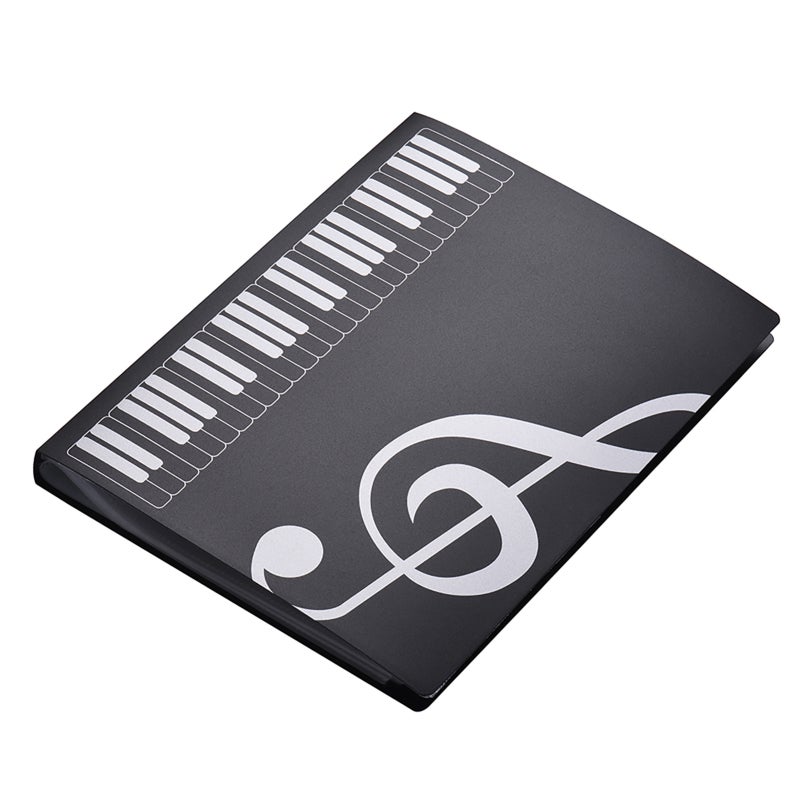 Music Paper Folder A4 Size 40 Waterproof Eye-strain Reduction Pockets - Piano Key Design Durable ABS Shell Document Organizer for Musicians Students Office Workers - Image 1