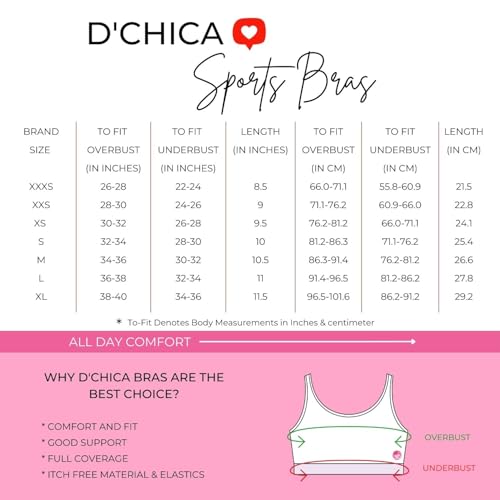 DChica Sports Bra for Women's, Cotton Non-Padded Full Coverage, Non-Wired T-Shirt Gym Workout Bra with Regular Broad Strap, Training Bra for Young Women (Pack of 1) White - Image 2