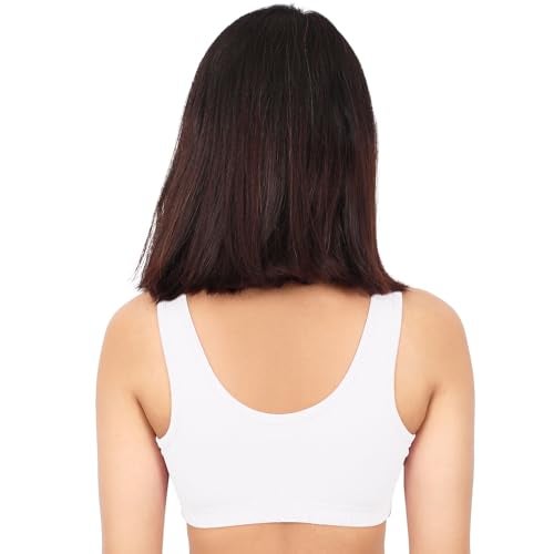 DChica Sports Bra for Women's, Cotton Non-Padded Full Coverage, Non-Wired T-Shirt Gym Workout Bra with Regular Broad Strap, Training Bra for Young Women (Pack of 1) White - Image 4