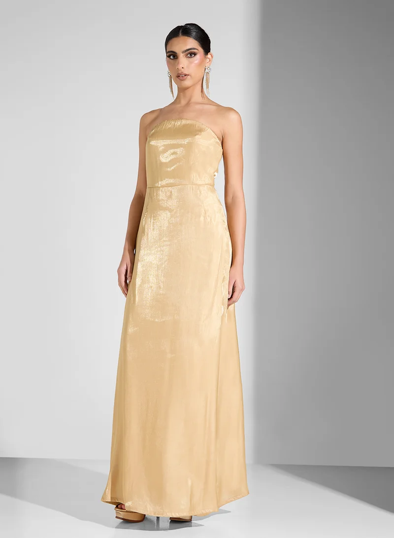 Golden Apple Draped Metallic Gown