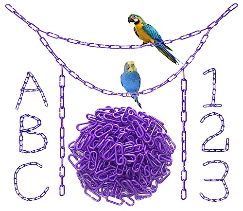Hyamass 200Piece Black Plastic Chain Links Toys Interlocking CClip Bird Cage Accessories for Parakeets Sugar Gliders Small Pets ClimbingSwinging Toys - Image 1