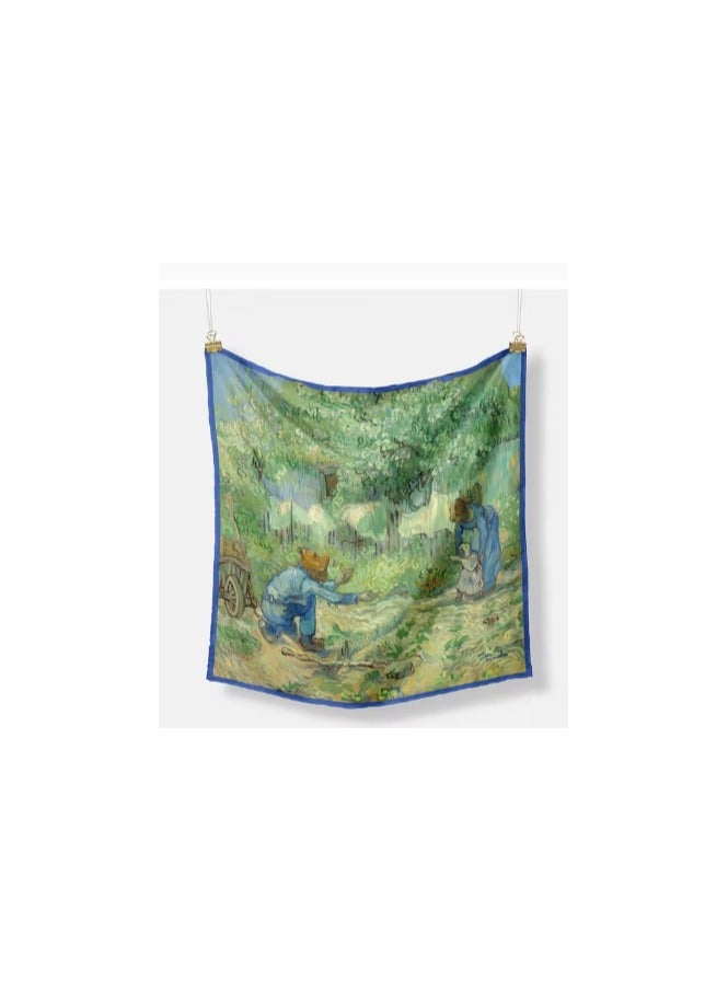 Scarf made of soft silk satin, featuring bright colors and delicate prints. High quality material - imported 