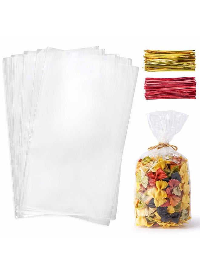 Morepack Cello Cellophane Treat Bags,200 Pieces 7x13 Inches Clear Plastic Gift Bags with Twist Ties,Party Favor Bags - Image 1