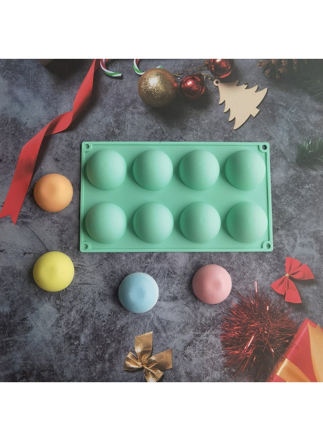 8-piece Large Semicircle 434 Biscuit Candy Silicone Mold Mousse Pastry Jelly Baking Mold Horse Green-Color:Rice Powder - Image 2