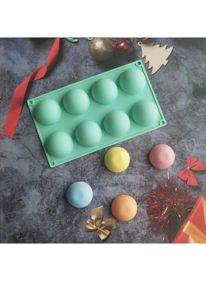 8-piece Large Semicircle 434 Biscuit Candy Silicone Mold Mousse Pastry Jelly Baking Mold Horse Green-Color:Rice Powder - Image 4