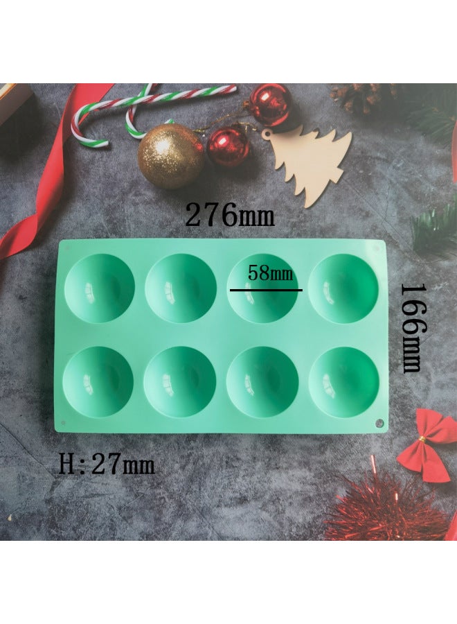 8-piece Large Semicircle 434 Biscuit Candy Silicone Mold Mousse Pastry Jelly Baking Mold Horse Green-Color:Rice Powder - Image 3