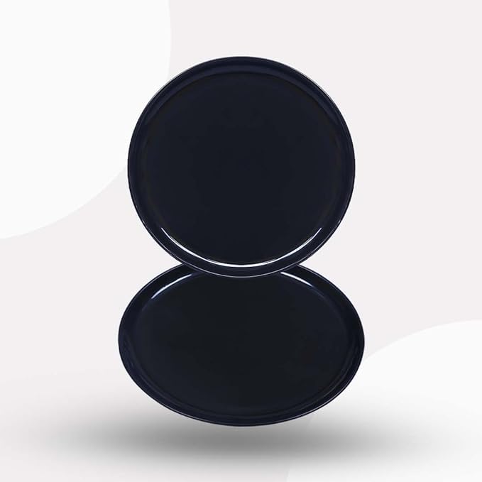 AWICKTIK 75 Inch Plastic Half Snack Plate Set Microwave Safe Unbreakable Plates Set 24 Pcs Half Plate Black - Image 1