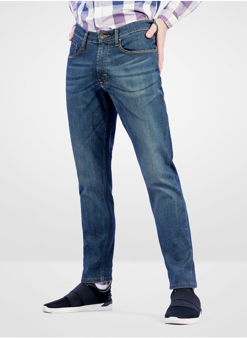 Web Denim Web Denim Dark Tinted Mid Waist Regular Fit Straight Stretchable Casual Jeans Fashionable Relaxed Fit Comfortable Denim Pant For Men  - Image 2