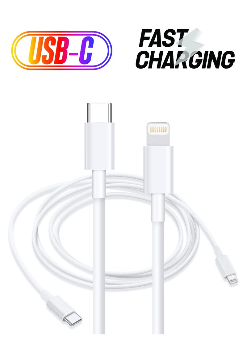 كابل معتمد من MFi من نوع C إلى Lightning لجهاز iPhone 14 Pro Max/ 13/13 Pro/13 Mini/12/12 Mini/12 Pro/11 Pro/11 Pro Max، عبوة من 2 - Image 1