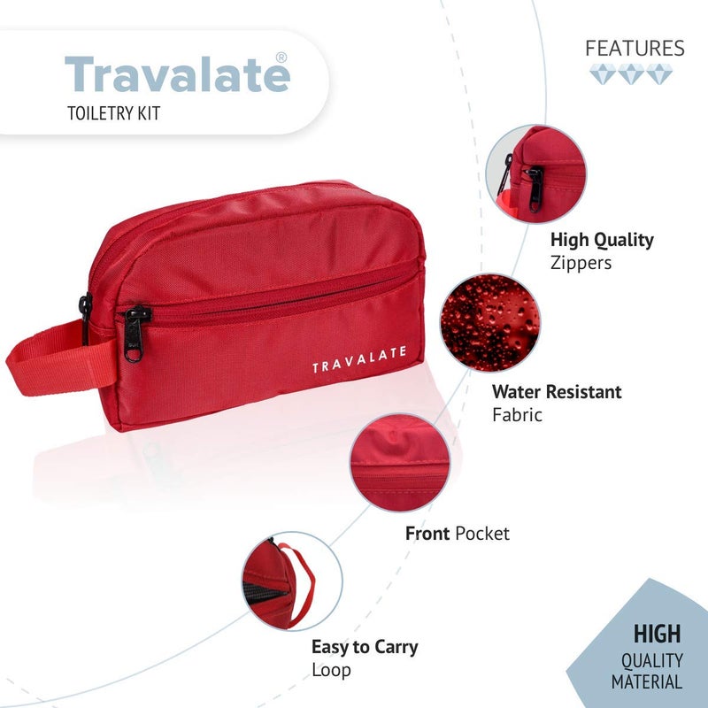 TRAVALATE Polyester Toiletry Travel Bags Makeup Shaving Kit Pouch for Men & Women, Single Part Multipurpose kit Bag for Toiletrys - Red - Image 3