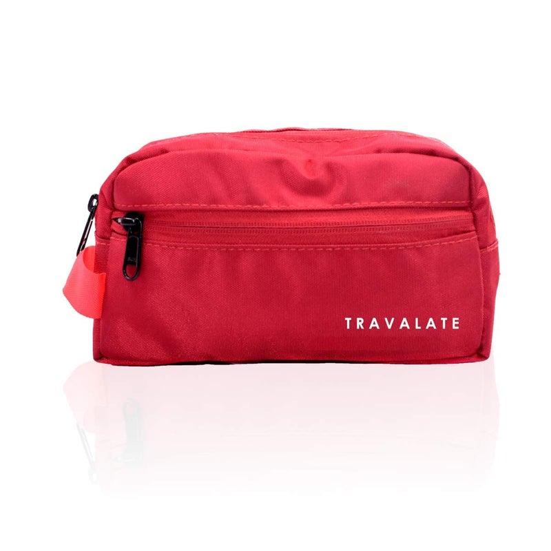 TRAVALATE Polyester Toiletry Travel Bags Makeup Shaving Kit Pouch for Men & Women, Single Part Multipurpose kit Bag for Toiletrys - Red - Image 1