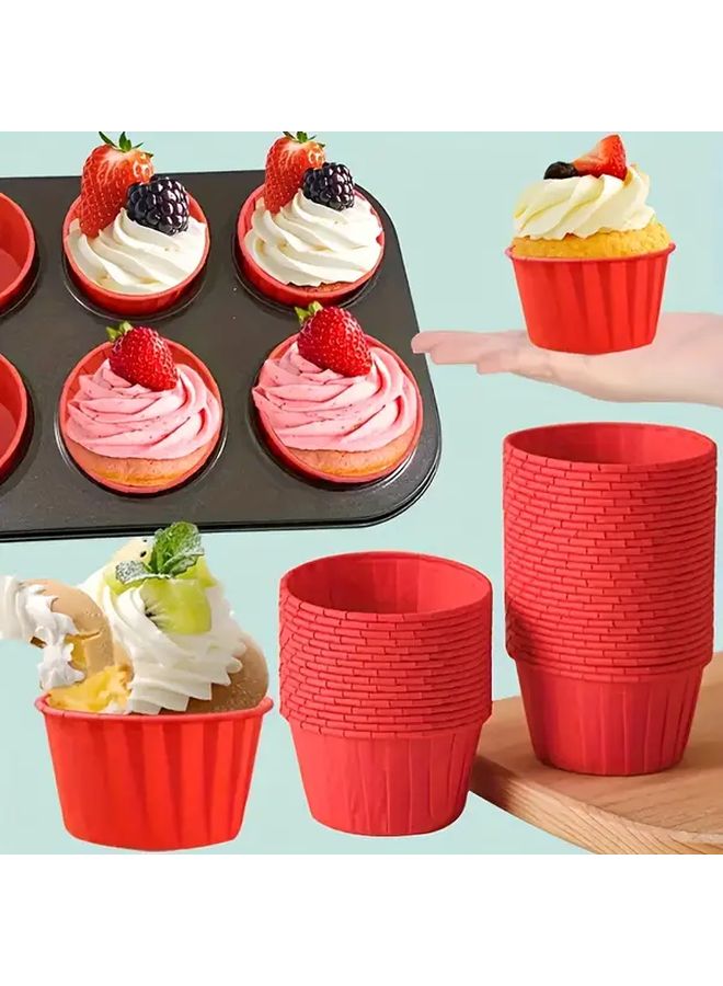 Red Baking Cups Sturdy Grease Resistant For Muffins Cakes Birthday Wedding Party - Image 5