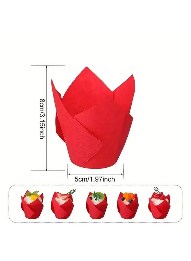 Red Baking Cups Sturdy Grease Resistant For Muffins Cakes Birthday Wedding Party - Image 4