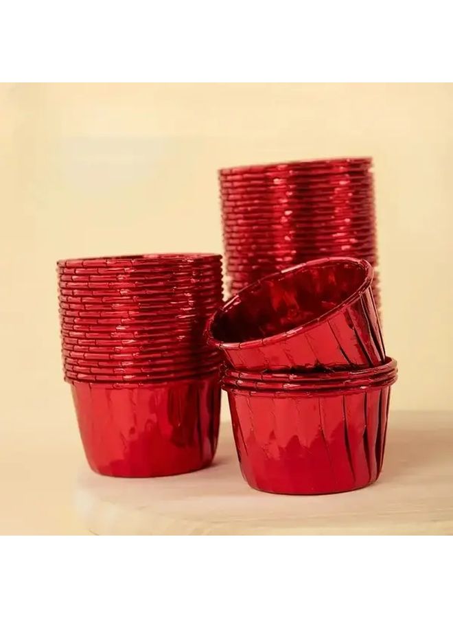 Red Baking Cups Sturdy Grease Resistant For Muffins Cakes Birthday Wedding Party - Image 1