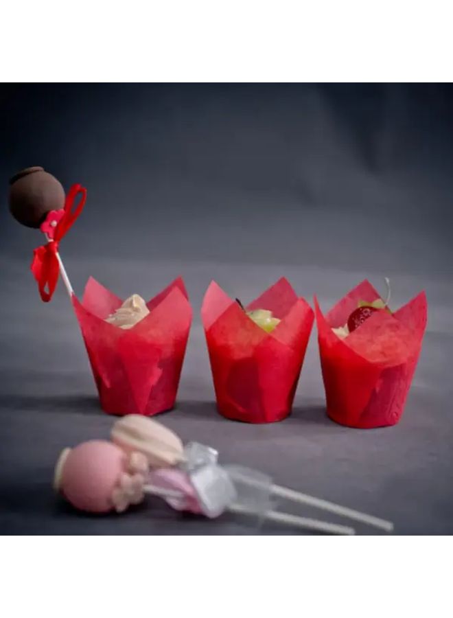 Red Baking Cups Sturdy Grease Resistant For Muffins Cakes Birthday Wedding Party - Image 2