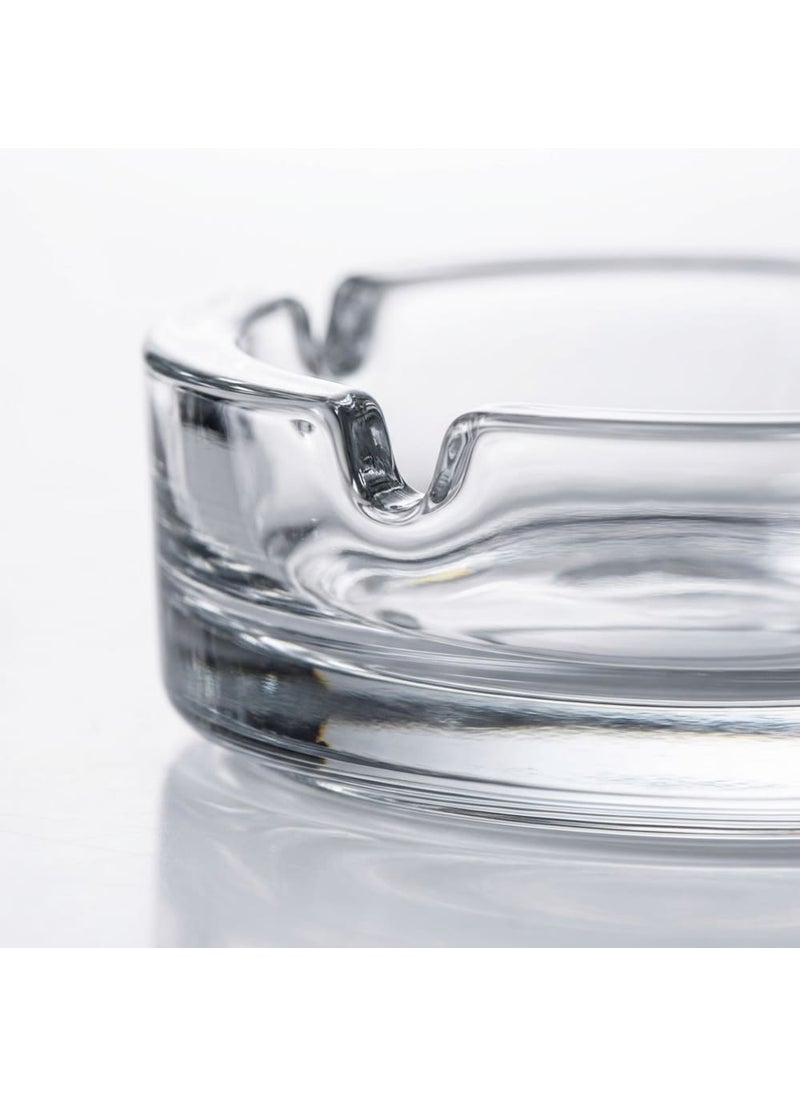 Blinkmax Round Glass Ashtray with 3 Cigarette Slots, Heat Resistant Base for Home and Office Use - Transparent - 11x11x4 cm - Image 3