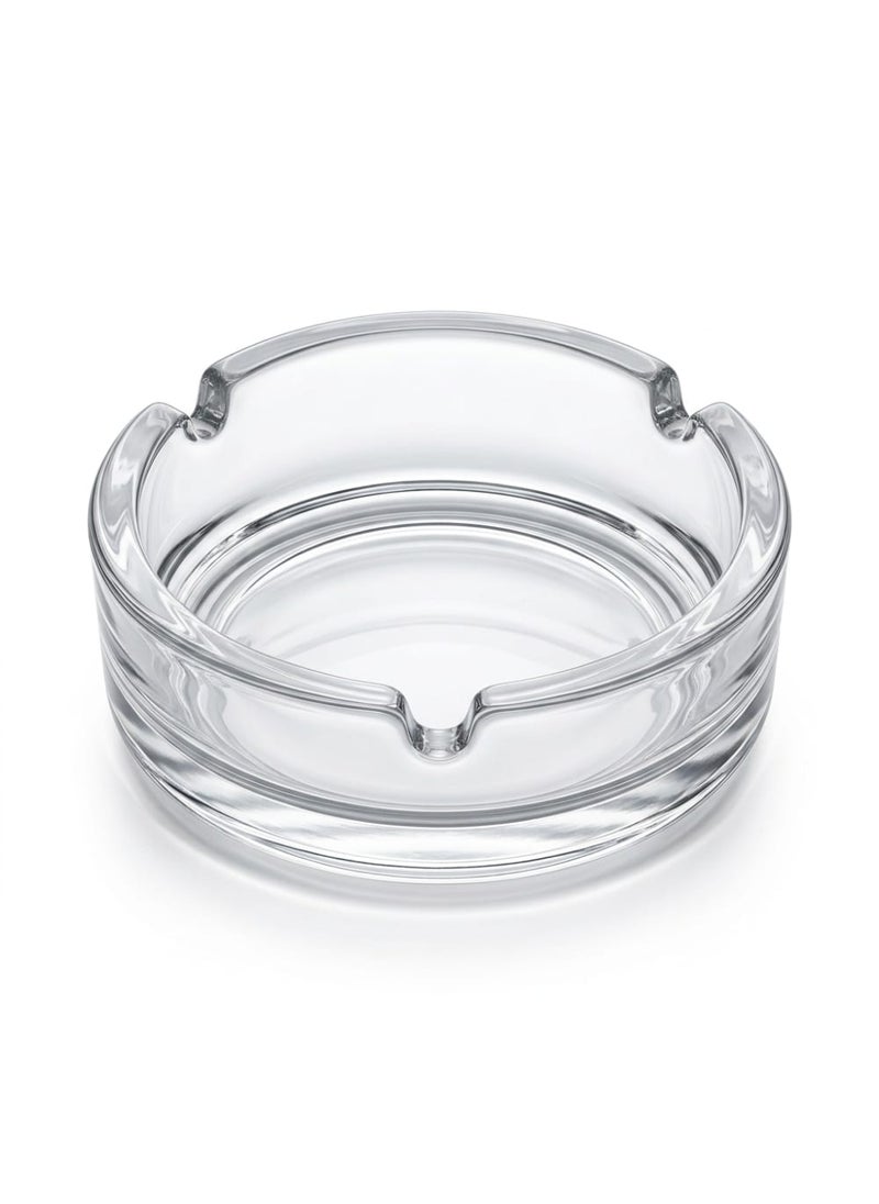 Blinkmax Round Glass Ashtray with 3 Cigarette Slots, Heat Resistant Base for Home and Office Use - Transparent - 11x11x4 cm - Image 1