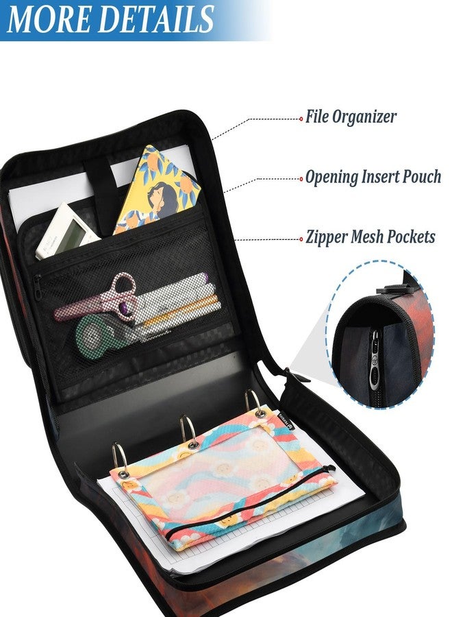 BOENLE 3 Ring Binder Zipper Binders Water-fire Dragons Expanding File Folder Bag with Shoulder Strap - Image 3