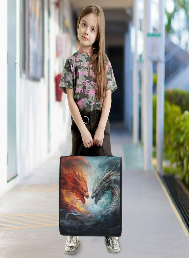 BOENLE 3 Ring Binder Zipper Binders Water-fire Dragons Expanding File Folder Bag with Shoulder Strap - Image 5