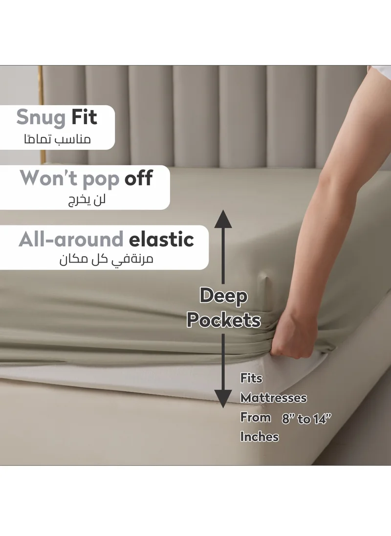 دوناتيلا ملاءة الفراش المجهزة: 3 قطع سرير سوبر كينج مقاس مناسب (200 * 200 سم)ملاءة صلبة مع طقم وسادات وناعم-حريري 35 سم ملاءة سرير تبريد من الألياف الدقيقة المصقولة بعمق إضافي ، تان