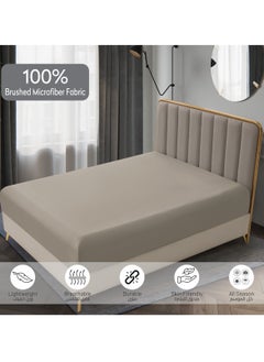 Donetella Bedding Fitted Sheet: 3-Pcs Super King Size Bed Fits(200 x 200 Cm)Solid Sheet With Pillowcases Set and Soft-Silky 35 Cm Extra Deep Brushed Microfiber Cooling Bed Sheet , Tan  - Image 5