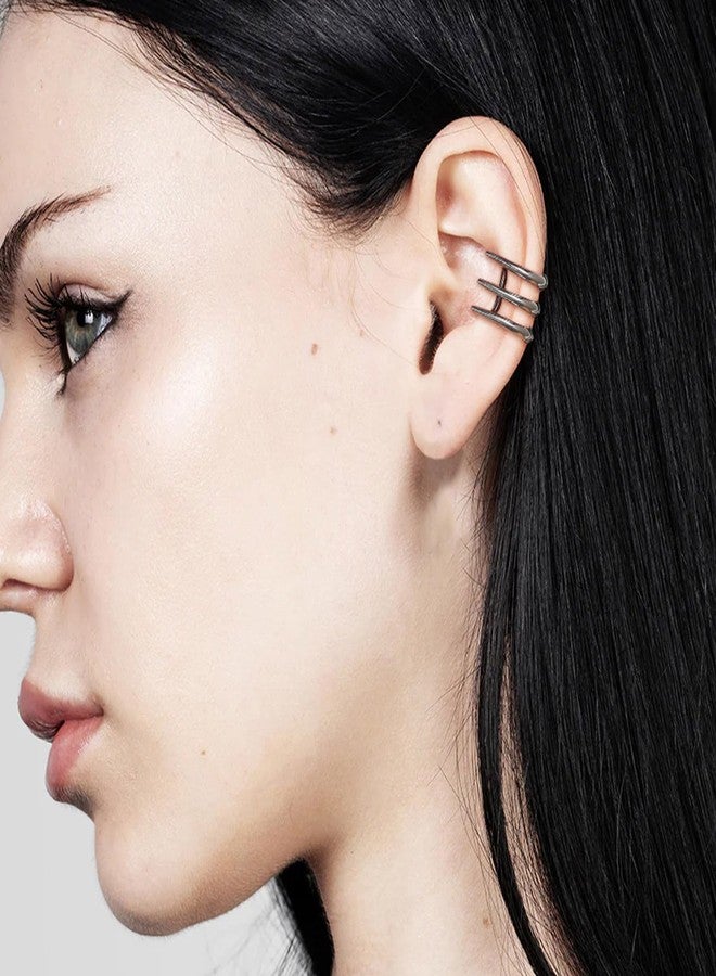 HZMAN Gothic Chunky Ear Cuff Earrings Stainless Steel Punk Non Piercing Cartilage Cuff Earring Fake Piercings Earings - Image 2