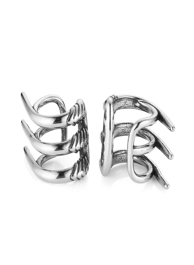HZMAN Gothic Chunky Ear Cuff Earrings Stainless Steel Punk Non Piercing Cartilage Cuff Earring Fake Piercings Earings - Image 1