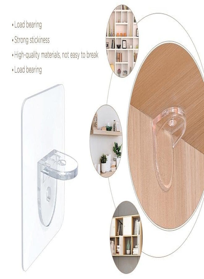 VINSU Plastic Shelf Support Pegs - Punch-Free Cabinet Brackets, Self-Adhesive Closet Support Clips for Kitchen Furniture Book Shelves, Transparent (10) - Image 4