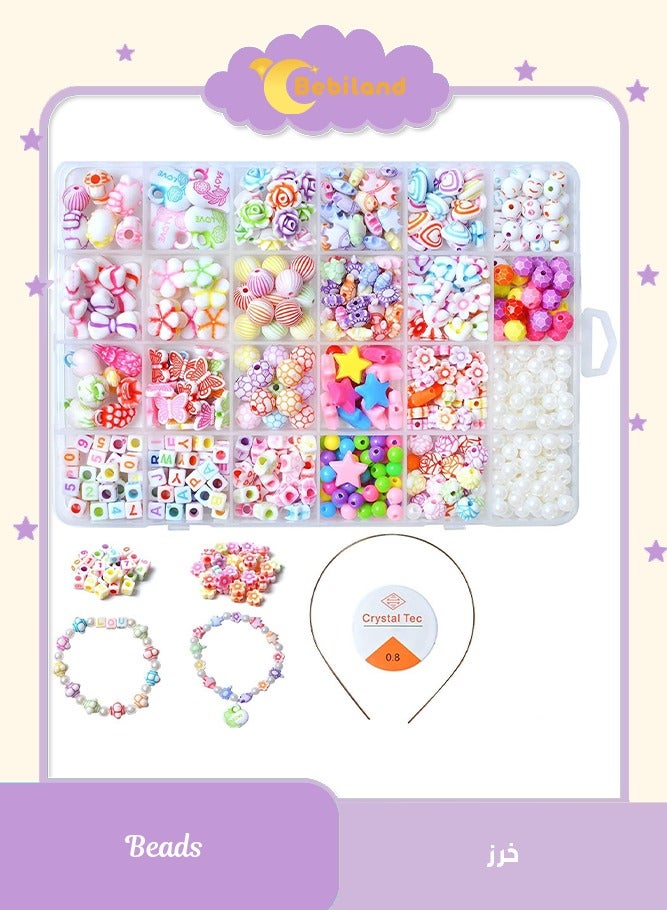Bebiland 450 PCS Beads for Children, Popny Alphabet Pop Beads for Making Necklace, Bracelet, Ring, Art Craft and Jewellery Making Kit for Kids, Suitable for Girls Age 4, 5, 6, 7, 8 (Multicolor) - Image 1