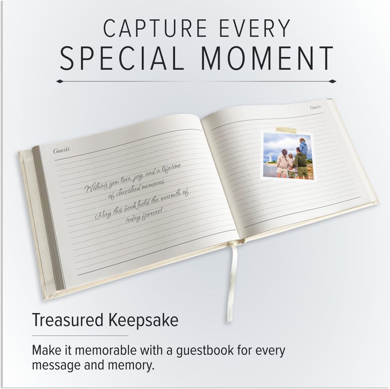 Gallery Leather Gallery Leather Guest Book Wedding, Party, Special Events, add Polaroid Photos, 192 Lined Pages, Bonded Leather, Hardcover - Acadia Tan  - Image 2