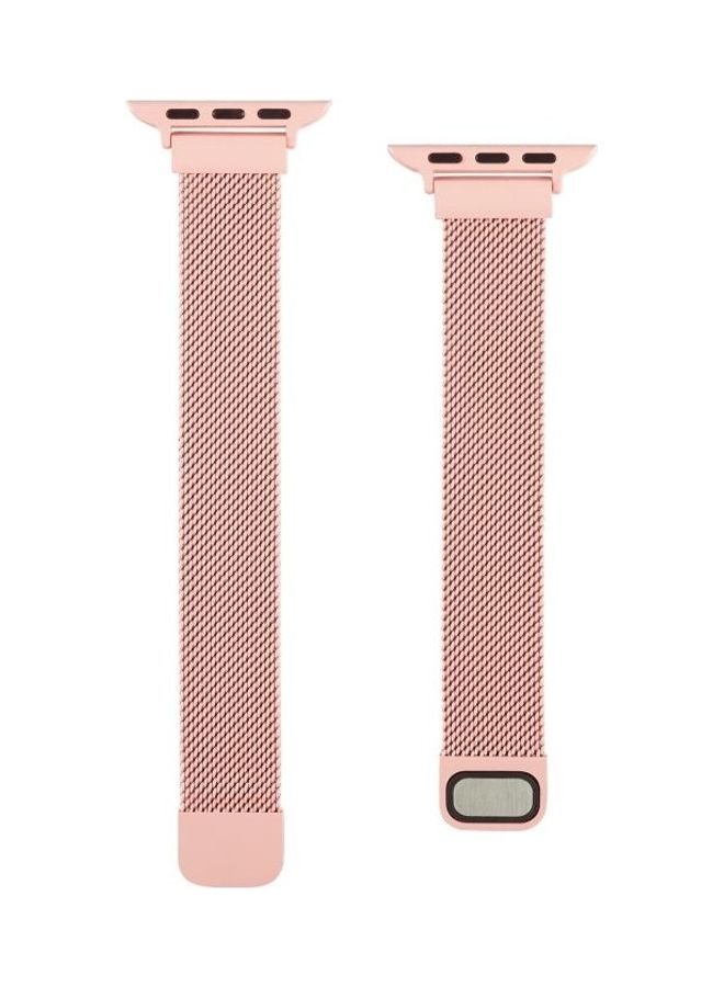 Loquat Small Waist Dual Section Milan Replacement Watchband For Apple Watch Series 7/6/SE/5/4/3/2/1 42/44/45mm Pink - Image 1