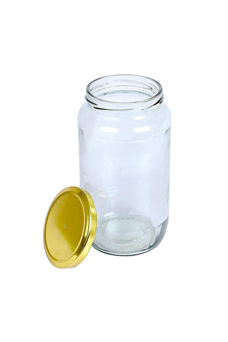 Ezalla1 Liter Round Glass Jar and Container 1000 ml with Rust Proof Air Tight Golden Lid for Kitchen Storage Jar Pickle Glass Sauce Jam jar PACK OF 6 - Image 4