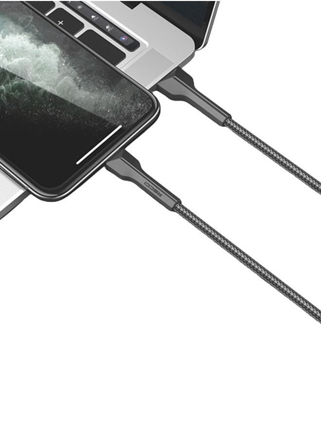 Charging and data transfer cable that supports fast charging, 150cm, Lightning type, designed strong durable, black