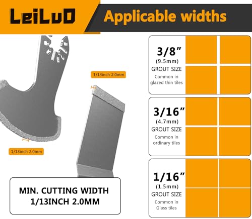 LEILUO 6Pcs Diamond Oscillating Multi Tool Blades Kit for Grout Removal Fit DeWalt Milwaukee Makita Ryobi and More - Image 4