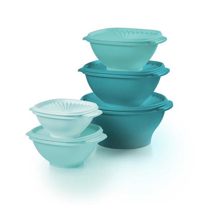 Tupperware Heritage Collection, New 10 Piece Food Storage Container Set in Vintage Green, Dishwasher Safe and BPA Free (5 Bowls, 5 Lids) - Image 1