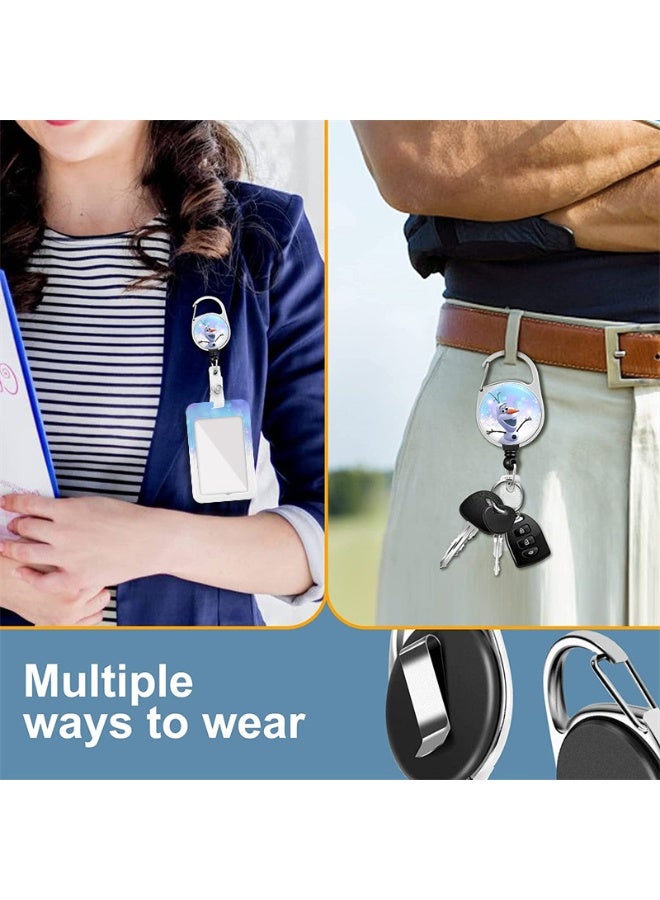 ديزني حامل بطاقة هوية بلاستيكي 2 في 1 بتصميم أولاف من ديزني فروزن، مع حبل قابل للسحب، وبكرة شارة، وسلسلة مفاتيح، ووصلة تمديد - مناسب للعمل، والطلاب، والحافلات، والأطباء، والممرضين - Image 5