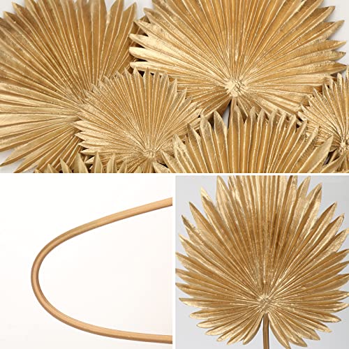 DILATATA 6 Pcs Pu Foam Artificial Gold Palm Leaves Faux Palm Tropical Leaves Fake Palm Fronds for DIY Wedding Bouquets Fake Leaves for Centerpieces Arrangements Palm Leaf for Party Home Decorations - Image 2