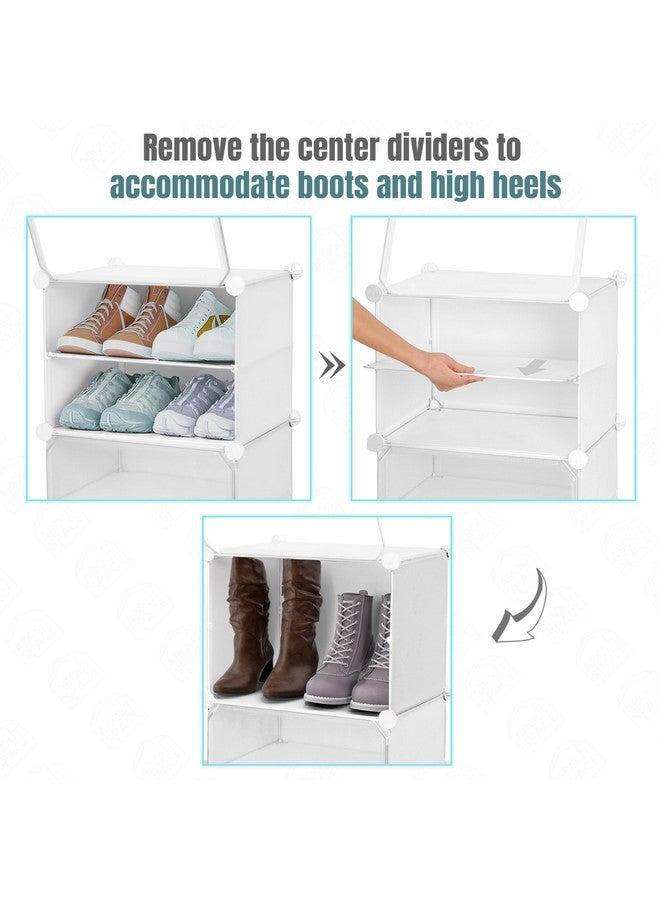 ABOUT SPACE ABOUT SPACE Shoe Rack for Home with Door - 12 Pair DIY Slipper Stand with Hanger, 3 Cube Expandable Shelves Closed Shoes Rack for Home Men, Women Heels Boots Flip-Flops (White - L 40 x B 30 x H 90 cm)  - Image 5