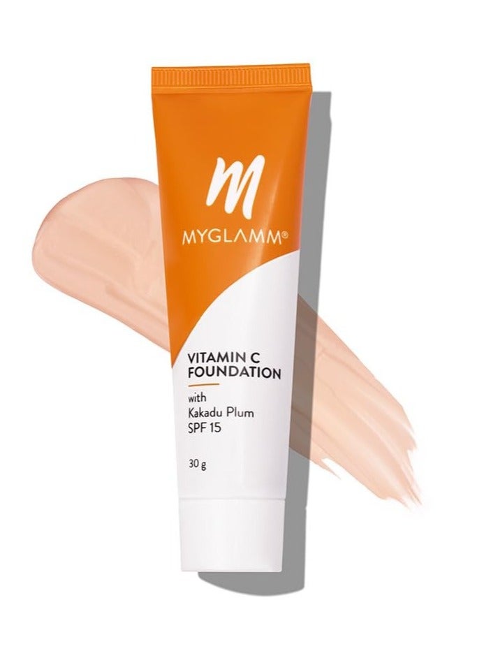 MyGlamm Vitamin C Foundation  Light Cool Long Lasting  Medium To Full Coverage Foundation With SPF 15 With Hyaluronic Acid  30g - Image 1