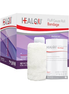 HEALQU Kerlix Gauze Bandage Rolls - 4 1/2 in x 4.1 Yds, 6 Ply, 24 Single Sterile Pocuhes - Ultra Absorbent, Latex Free, Hospital Grade Cotton Fluff Bandage Wrap Krinkle Style - Wound Care & First Aid -HEALQU 