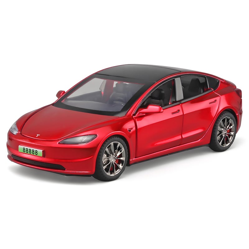 إسكدنيا 1:32 Tesla Model 3 Alloy Car Model with Lights and SoundNew version red New version red