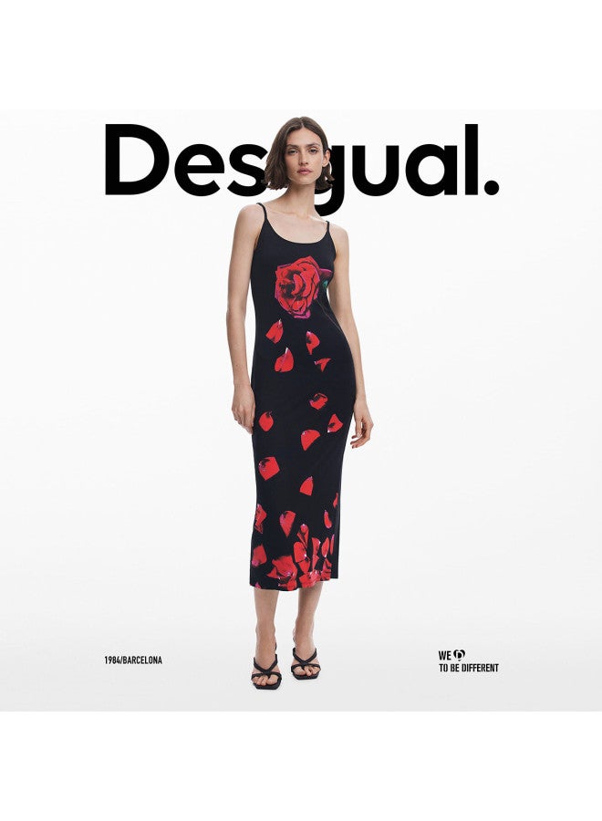 DESIGUAL tyler Collaboration Rose Print Strapless Dress Ss25 - Image 3