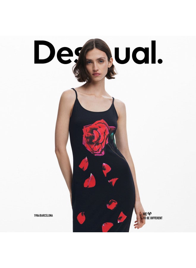 DESIGUAL tyler Collaboration Rose Print Strapless Dress Ss25 - Image 5