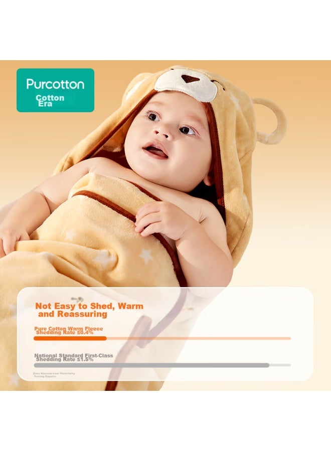 Purcotton Baby Bath Towel, Pure Cotton Warm Fleece Terry Bath Towel, Soft Absorbent Thickened Children's Bath Towel, Warm And Lint-free - Image 4